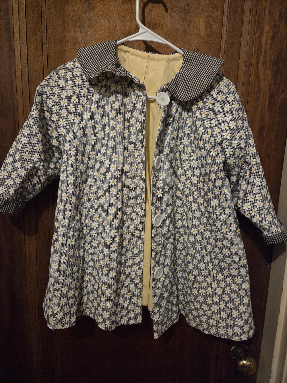 Womens Floral Grey & Yellow Button Front Coat